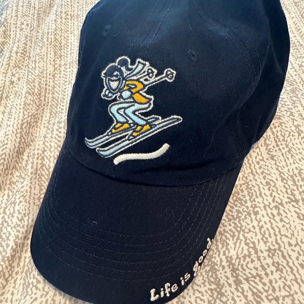 Life is Good Navy Skiing Baseball Hat